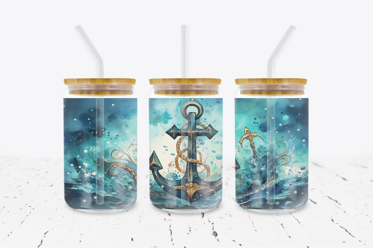 Anchor - 16 oz Libbey Glass Can Wrap – Crafty Bucks