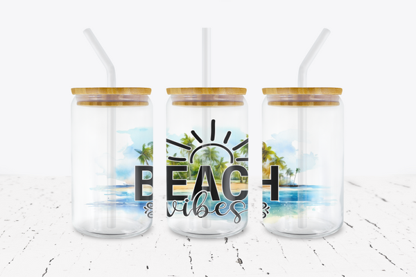 Beach Vibes - 16 oz Libbey Glass Can Wrap