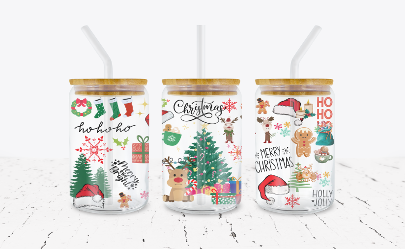 Christmas Scene - 16 oz Libbey Glass Can Wrap – Crafty Bucks