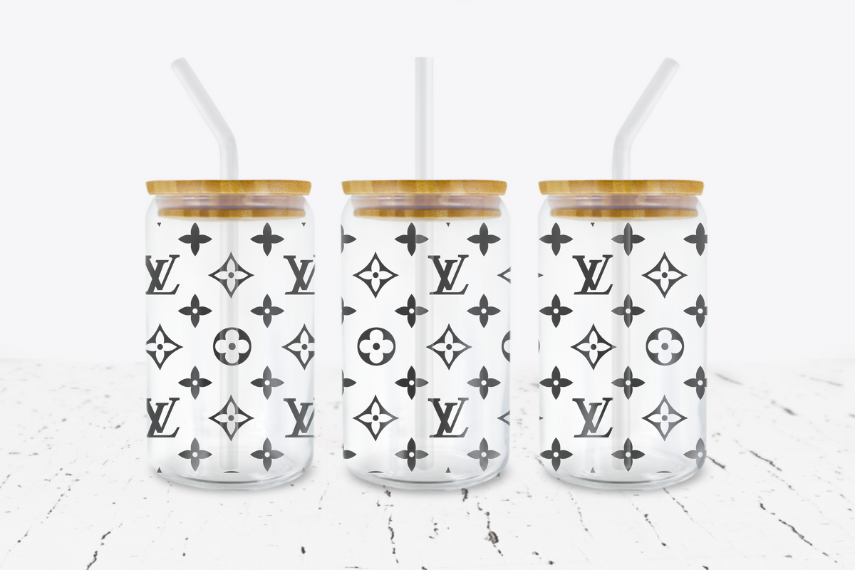 Designer Bag Inspired - 16 oz Libbey Glass Can Wrap – Crafty Bucks
