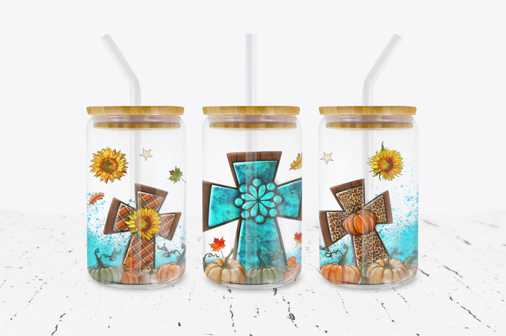 Crosses - 16 oz Libbey Glass Can Wrap – Crafty Bucks