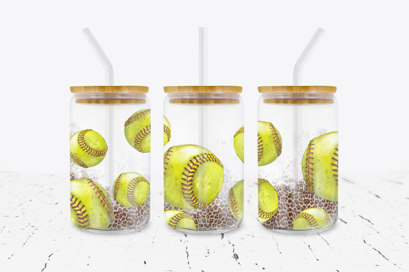 Softball - 16 oz Libbey Glass Can Wrap – Crafty Bucks