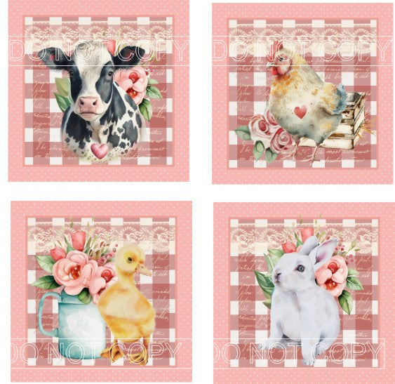 Farm Animals Sheet - for Square Coasters