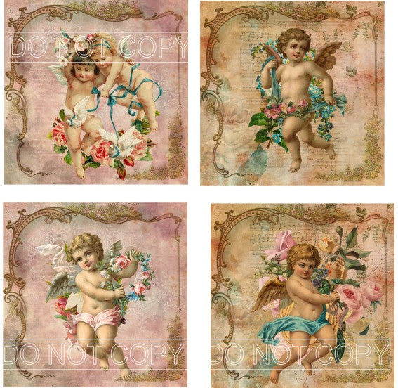 Victorian Angels Sheet - for Square Coasters
