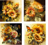 Retro Sunflowers Square Coaster Kit - Includes 4 Coasters