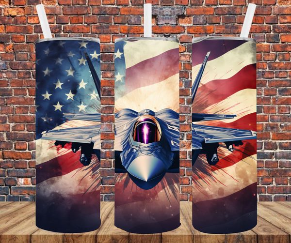 American Fighter Jet  - Tumbler Wrap - Sublimation Transfers