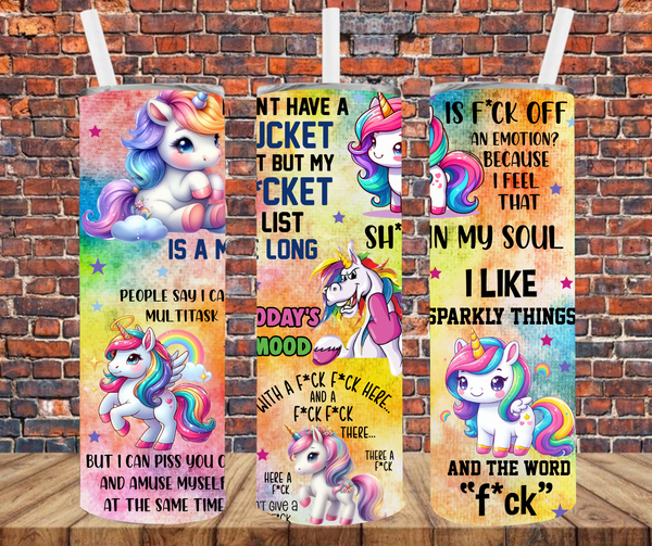Unicorn Mostly "clean" - Tumbler Wrap - Sublimation Transfers