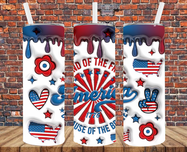 Patriotic America Drip - Tumbler Wrap - Sublimation Transfers