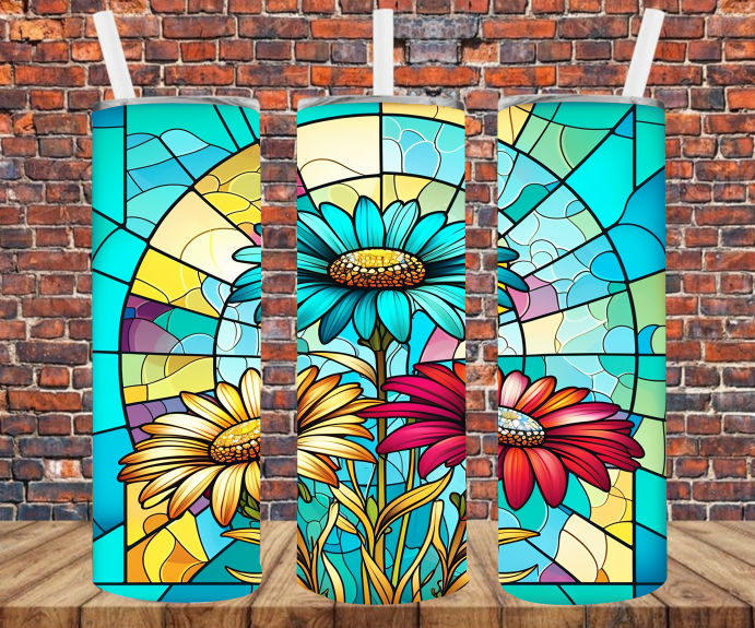 Stained Glass Flowers Tumbler Wrap Sublimation Transfers Crafty Bucks