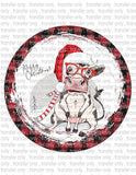 Merry Christmas Cow - Round Sign Design - Sublimation