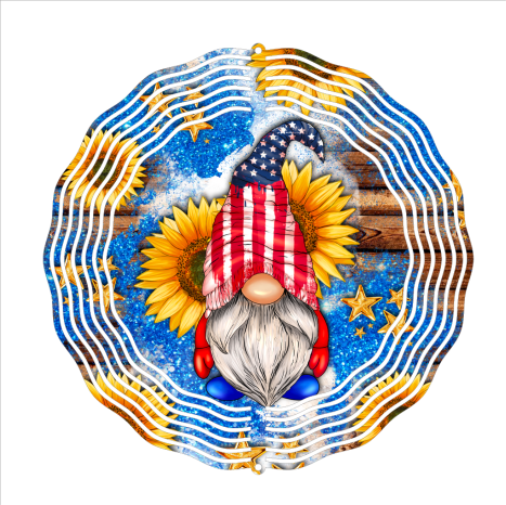Patriotic Gnome - Wind Spinner - Sublimation Transfers