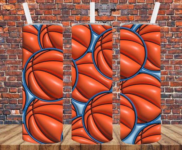 Basketball - Puff Inflated Effect - Tumbler Wrap - Sublimation Transfers