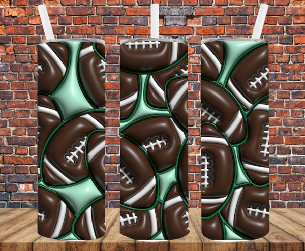 Football - Puff Inflated Effect - Tumbler Wrap - Sublimation Transfers