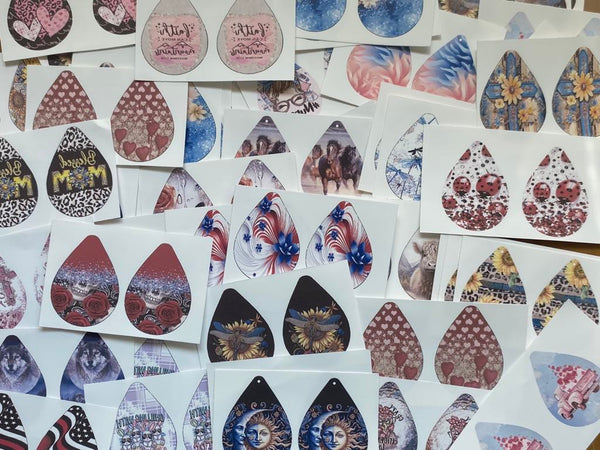 60 Pairs - Tear Drop Earring - Sublimation Transfers