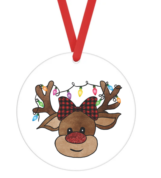 Reindeer Girl - Christmas Ornament -  UV DTF Decals