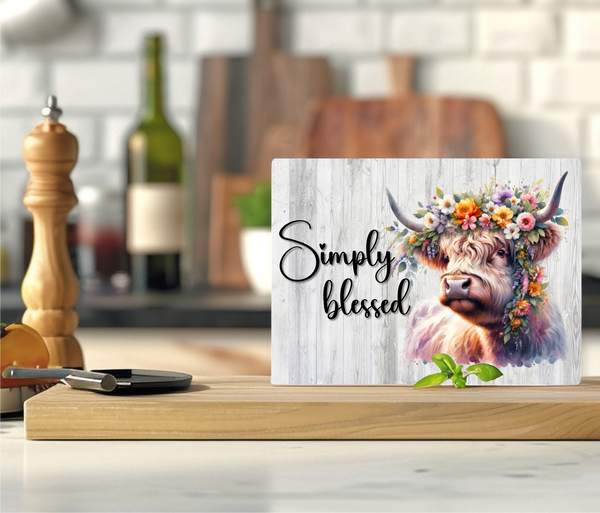 Simply Blessed Cow - Cutting Board - Sublimation Transfer