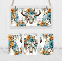 Western Cow Skull - Coffee Mug Wrap - Sublimation Transfers