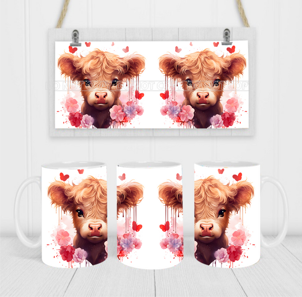 Valentine's Cow - Coffee Mug Wrap - Sublimation Transfers