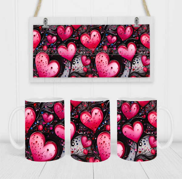 Hearts - Coffee Mug Wrap - Sublimation Transfers