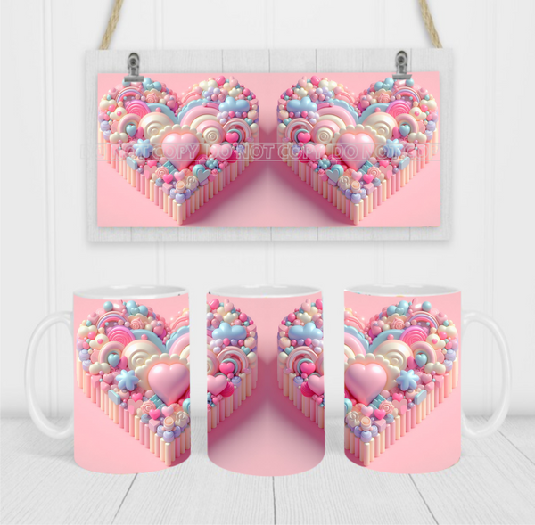 Valentine Heart - Coffee Mug Wrap - Sublimation Transfers