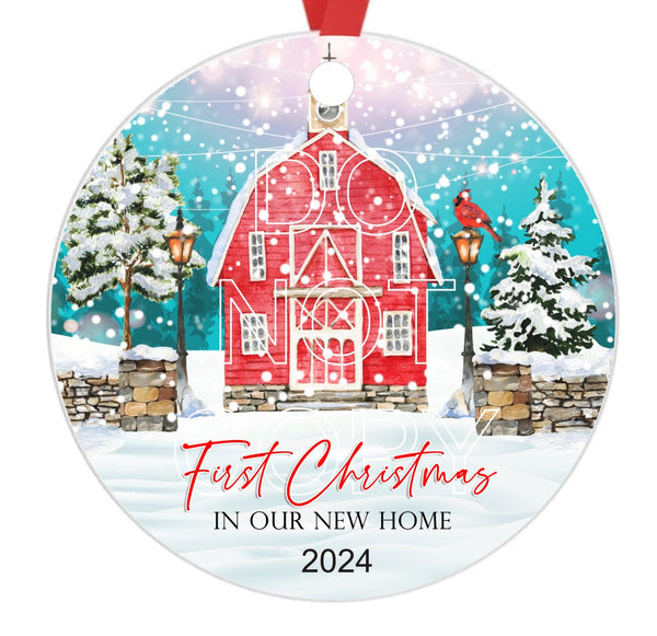 First Christmas In Our New Home 2024 - Sublimation Ornament Transfers