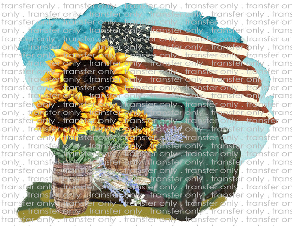 Country Truck Patriotic - Waterslide, Sublimation Transfers