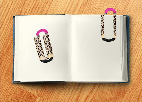 Pink & Leopard Pencil - Jumbo Paper Clip Transfer