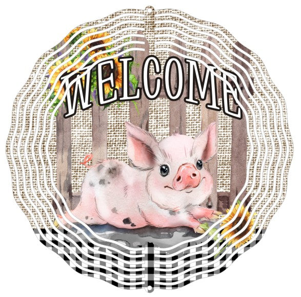 Welcome Pig - Wind Spinner - Sublimation Transfers