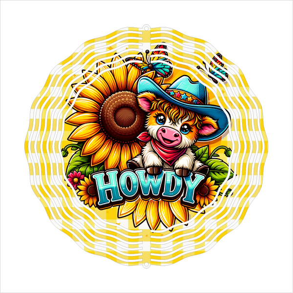 Howdy Cow - Wind Spinner - Sublimation Transfers