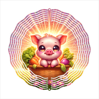 Pig In Basket - Wind Spinner - Sublimation Transfers