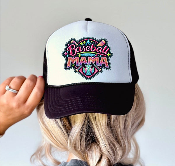 Baseball Mama - Trucker Hat Patch - Faux Embroidered