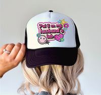 Put That On My Husband's Tab - Trucker Hat Patch - Faux Embroidery