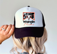 Wranglin Mama - Trucker Hat Patch - Faux Embroidery