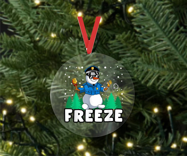 Freeze Police Snowman - Christmas Ornament -  UV DTF Decals