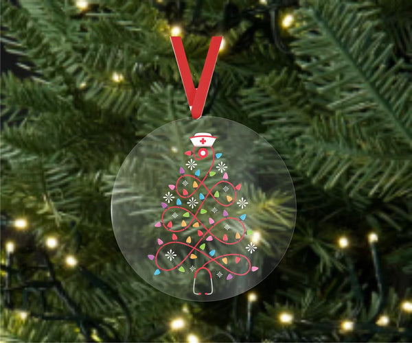 Nurse Stethoscope Tree - Christmas Ornament -  UV DTF Decals