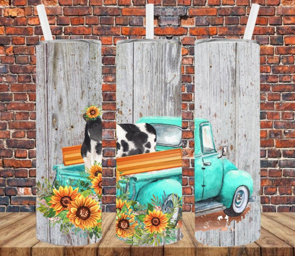 Cow in Vintage Truck - Tumbler Wrap Sublimation Transfers
