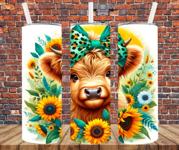 Country Cow & Sunflowers - Tumbler Wrap - Sublimation Transfers