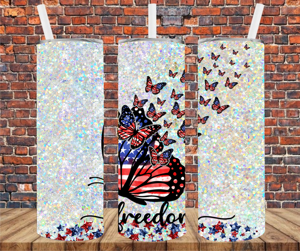 Freedom Butterfly - Tumbler Wrap - Vinyl Transfer