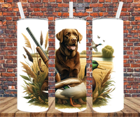 Chocolate Lab Duck Hunting - Tumbler Wrap - Sublimation Transfers