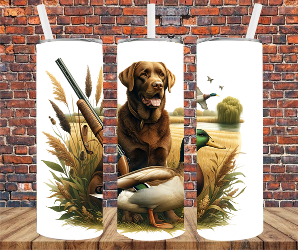 Chocolate Lab Duck Hunting - Tumbler Wrap - Sublimation Transfers