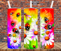 Lady Bugs On Daisies - Tumbler Wrap - Sublimation Transfers