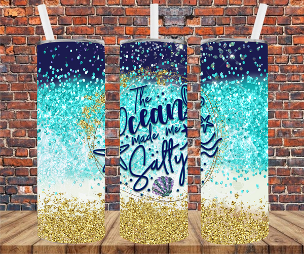 The Ocean Made Me Salty - Tumbler Wrap - Sublimation Transfer