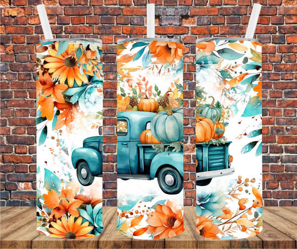 Fall Vintage Truck - Tumbler Wrap - Vinyl Transfers