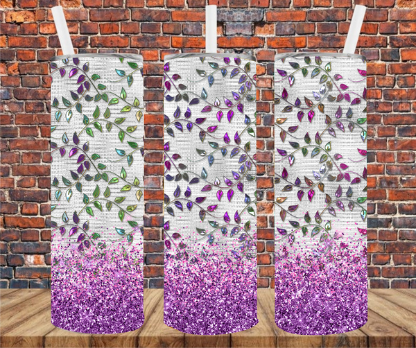 Flowering Vine Gems - Tumbler Wrap - Vinyl Transfer