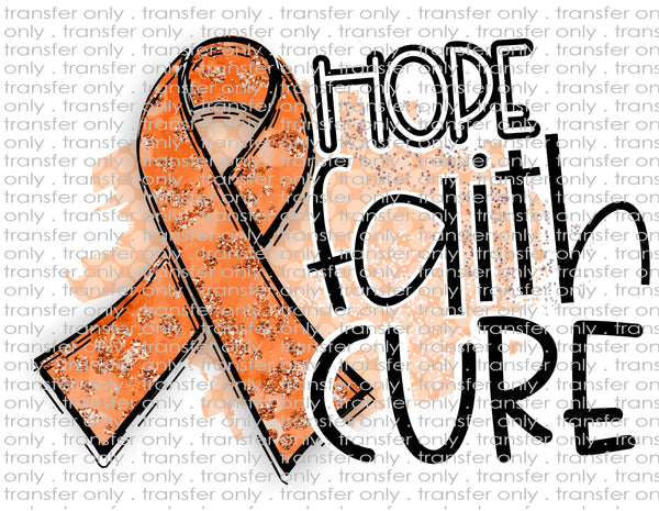 Orange Ribbon Awareness - Waterslide, Sublimation Transfers