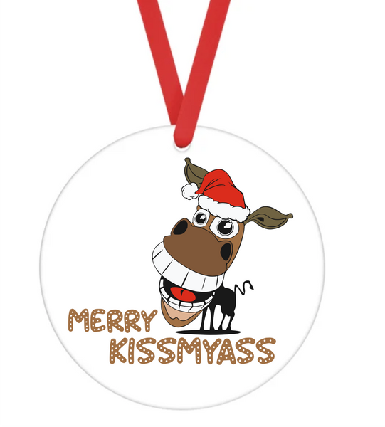 Kiss My Ass Donkey - Christmas Ornament -  UV DTF Decals