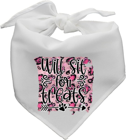 Will Sit For Treats - Pet Bandanna - Sublimation Transfers