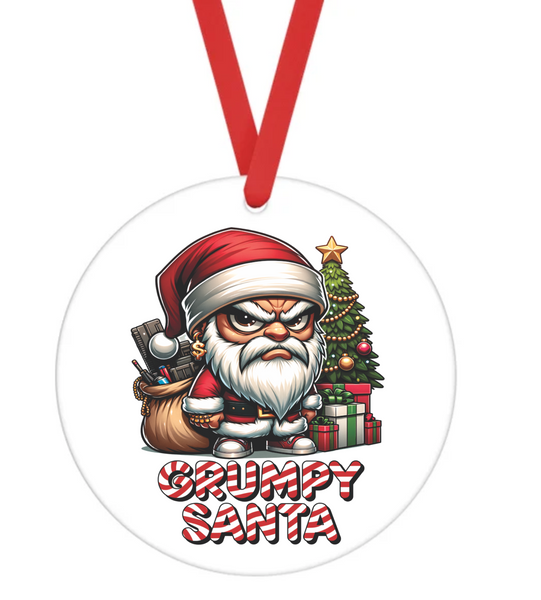 Grumpy Santa - Christmas Ornament -  UV DTF Decals