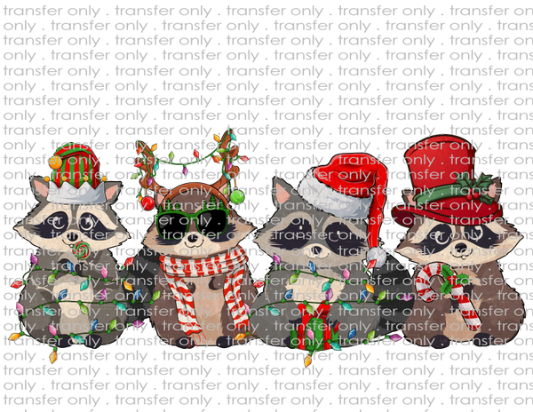 Christmas Raccoon - Waterslide, Sublimation Transfers