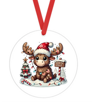 Adorable Reindeer - Christmas Ornament -  UV DTF Decals